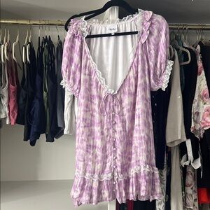 Sky to Moon size medium purple white cottage core dress lace details